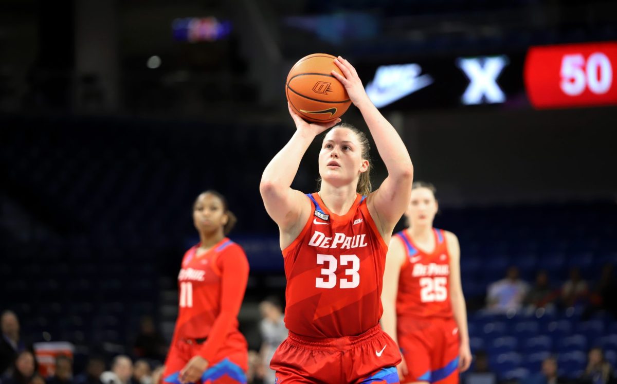 Jorie Allen lines up for a shot on Wednesday, Jan. 22, 2025, at Wintrust Arena. Allen scored 13 points.