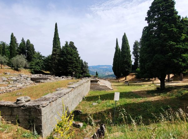 Remains of ancient Rome are seen in Fiesole, a hillside town near Florence, Italy on Tuesday, Jun. 21, 2022. The area gives a glimpse into early civilizations that once inhabited the Tuscan region. (Photo provided by Victoria Greco)