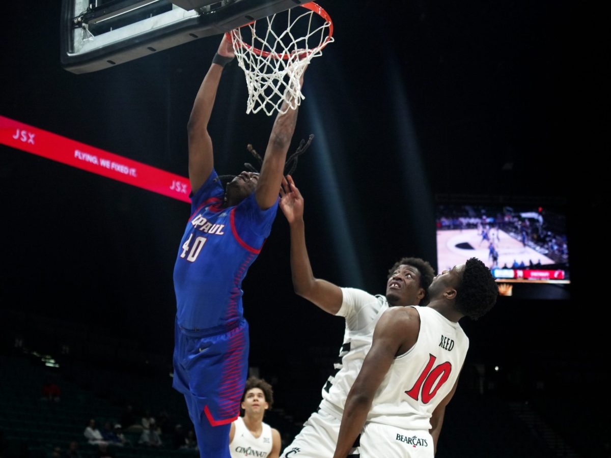 NJ Benson jumps to the basket for a shot during the second half on Tuesday, April 1, 2025, at MGM Grand Garden Arena. Benson scored 15 points. 