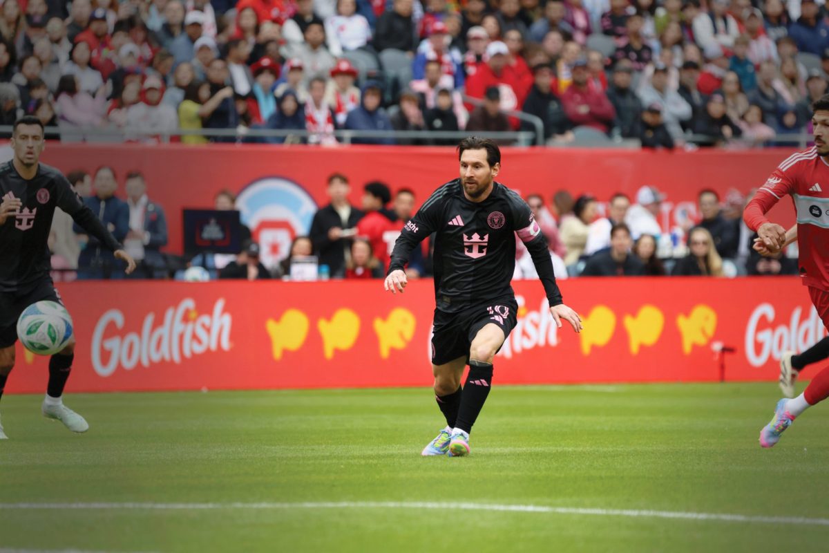 Lionel Messi chases after the ball against the Chicago Fire on Sunday, April 13, 2025, at Soldier Field. This was Messi's first time playing at Soldier Field.