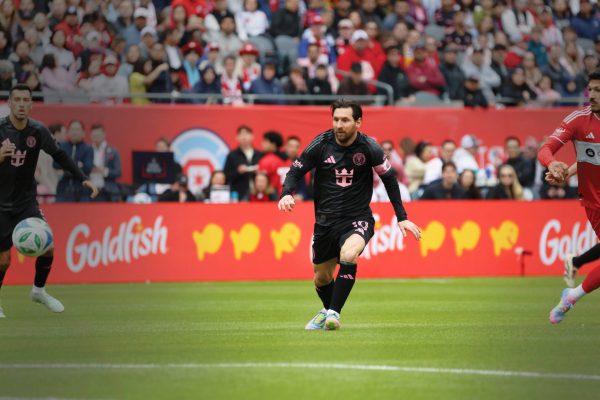 Lionel Messi chases after the ball against the Chicago Fire on Sunday, April 13, 2025, at Soldier Field. This was Messi's first time playing at Soldier Field.