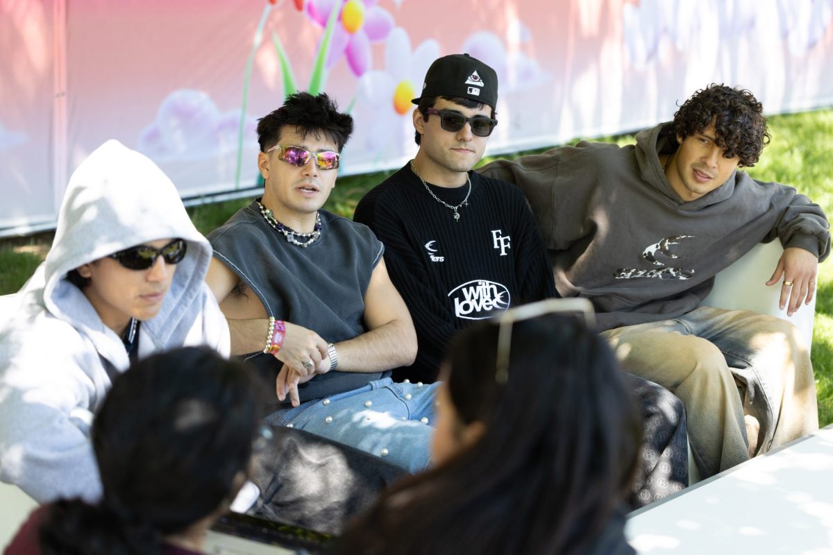 Do Not Disturb (DND), a Latine boy band speaks to student media at Sueños on May 25. The band made their United States music festival debut later that day performing at the Toyota Music Den.