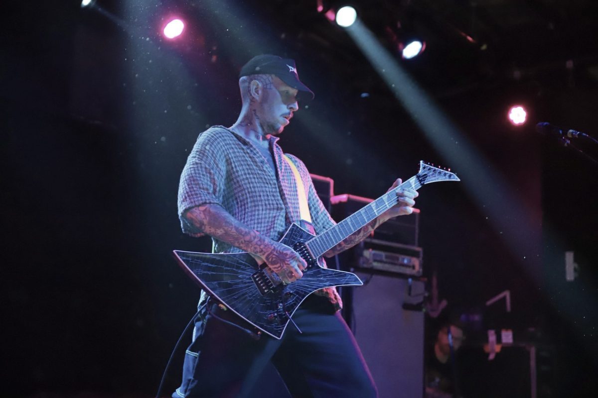 Lead singer, Laurie Vincent, plays the guitar at the Bottom Lounge on Thursday, April 22, 2025, as a part of the group Soft Play. The group will be a part of the Riot Fest 2025 lineup in October as their next show in the U.S.