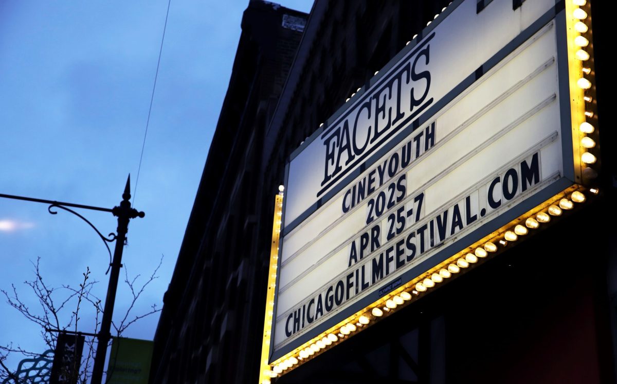The 2025 CineYouth Film Festival sign hangs over the entrance on Friday, April 25, 2025. The festival  was held from April 25-27 and focused on the work of filmmakers 22 and younger across a variety of different genres